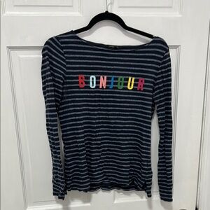 Striped Navy Bonjour Kids Shirt